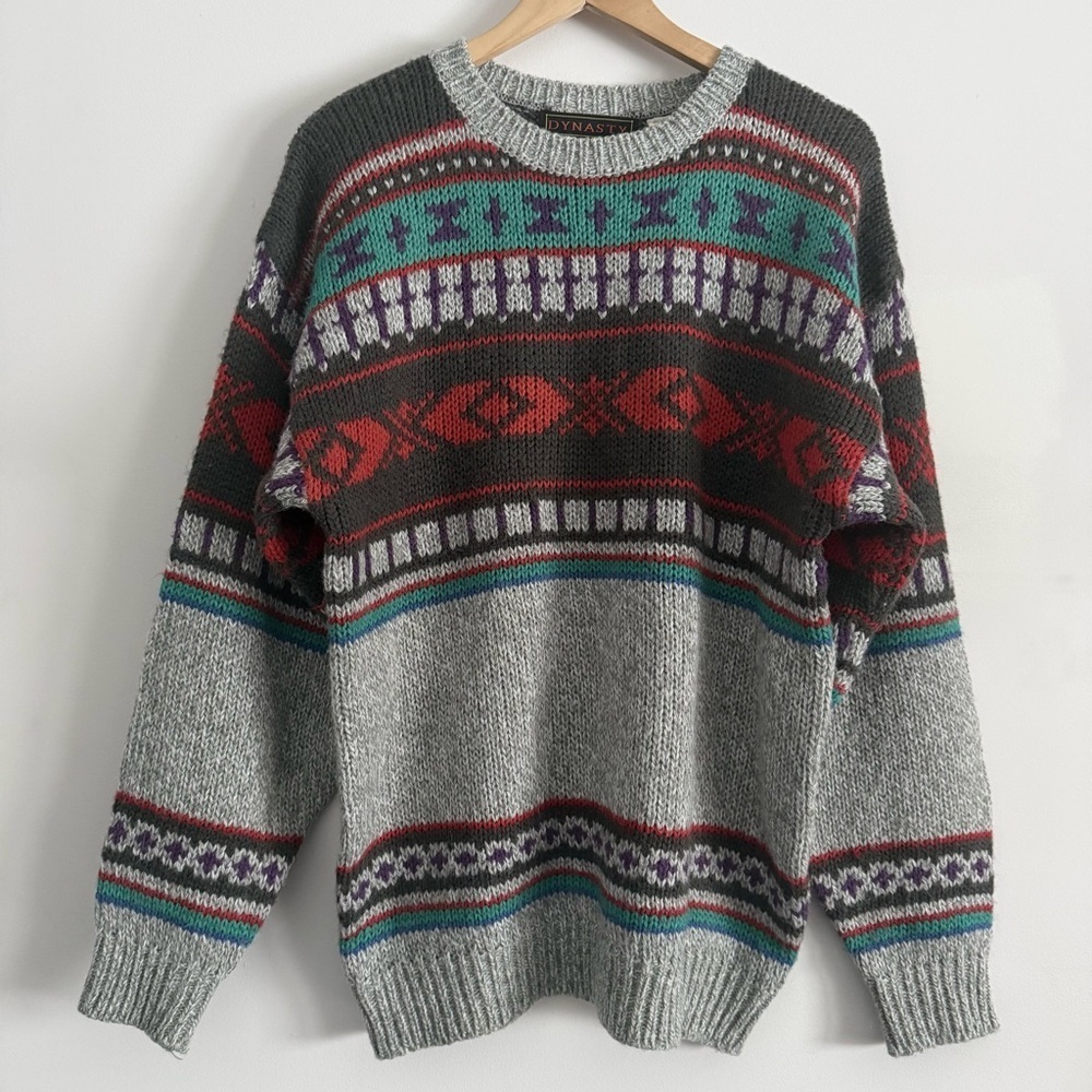 Men's/Woman’s Vintage Cottagecore Multicolor Patterned Sweater